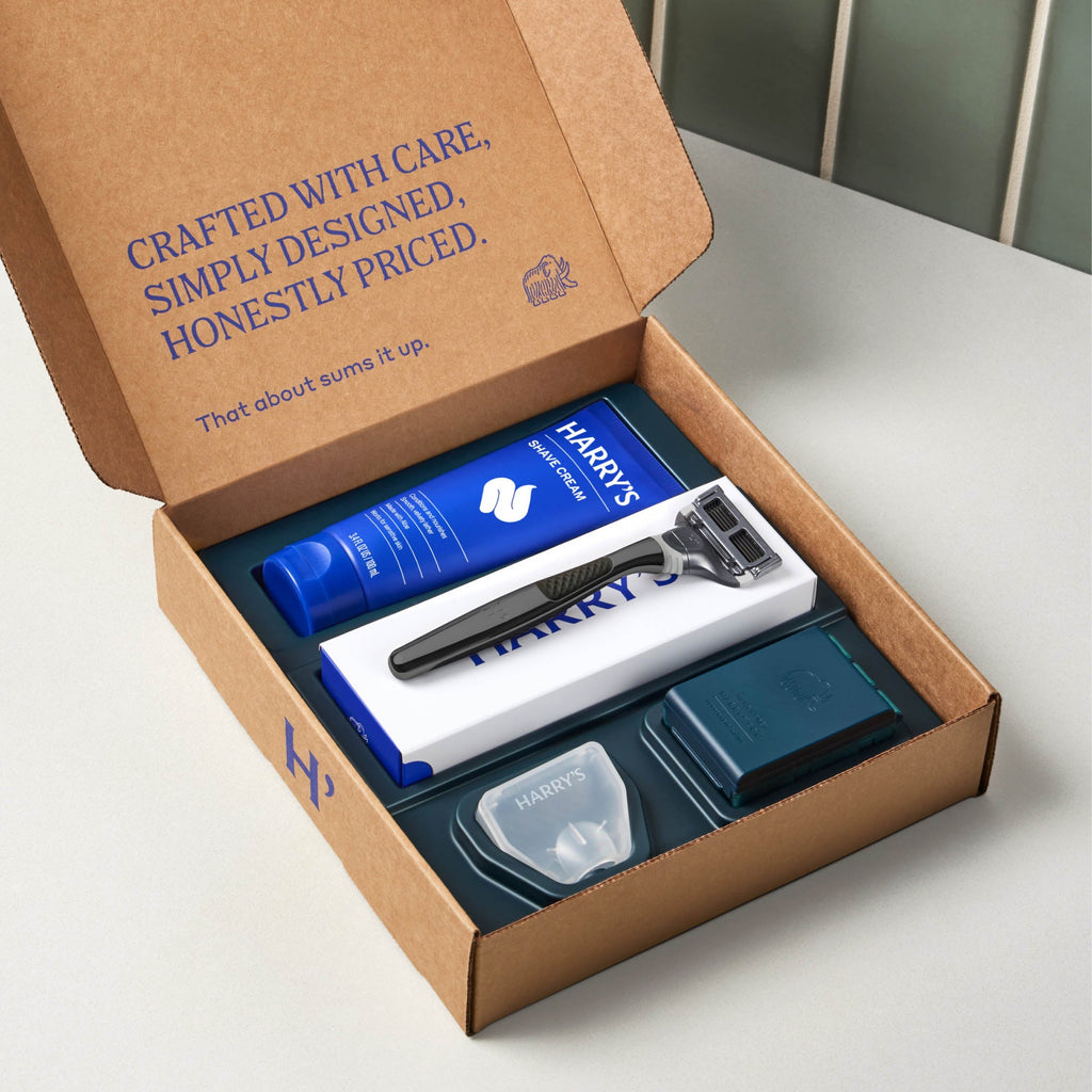 Harry's Original Chrome Shave Sets / Chrome - Graphite / Shave Cream