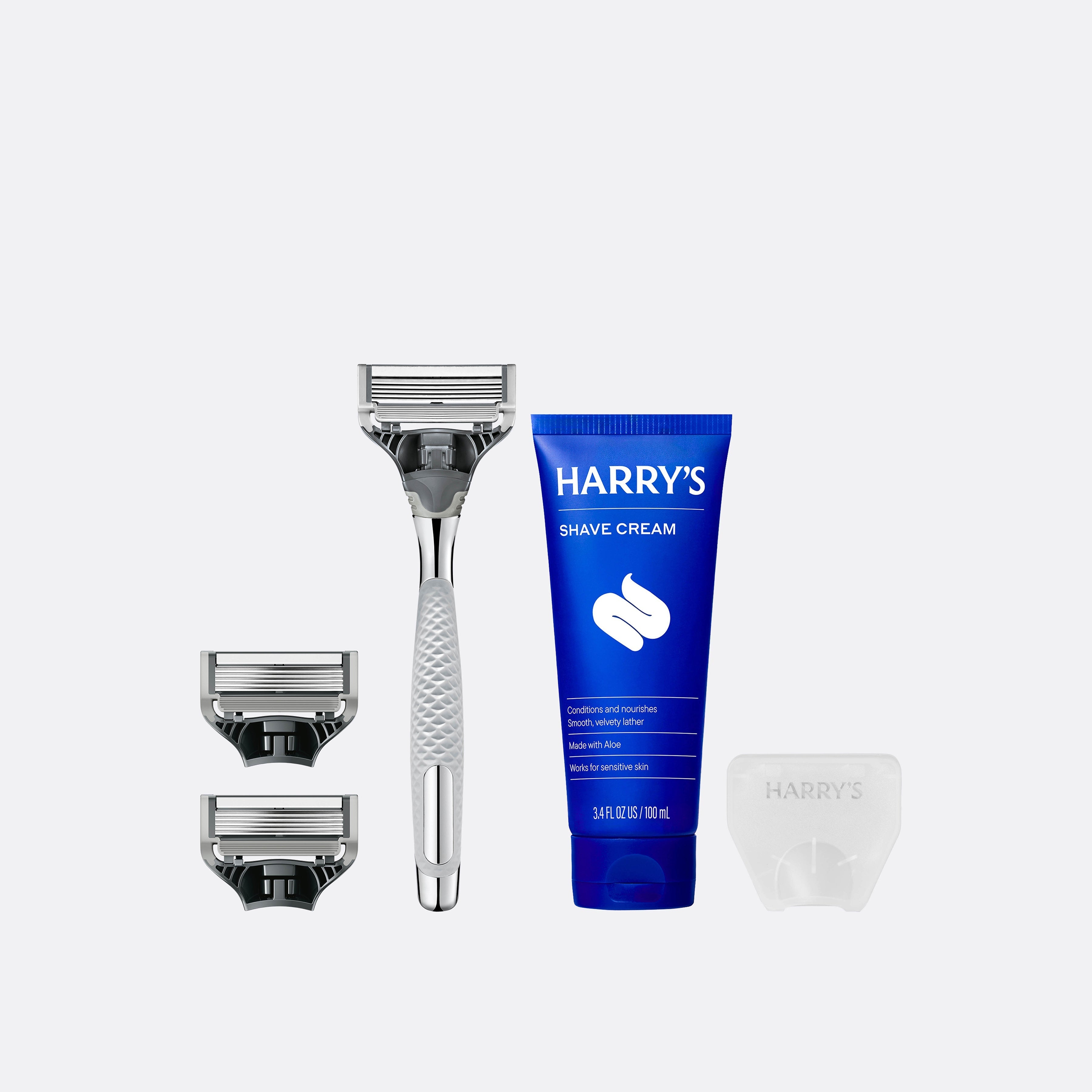 Harry's Original Chrome Shave Set / Chrome - Silver / Shave Cream