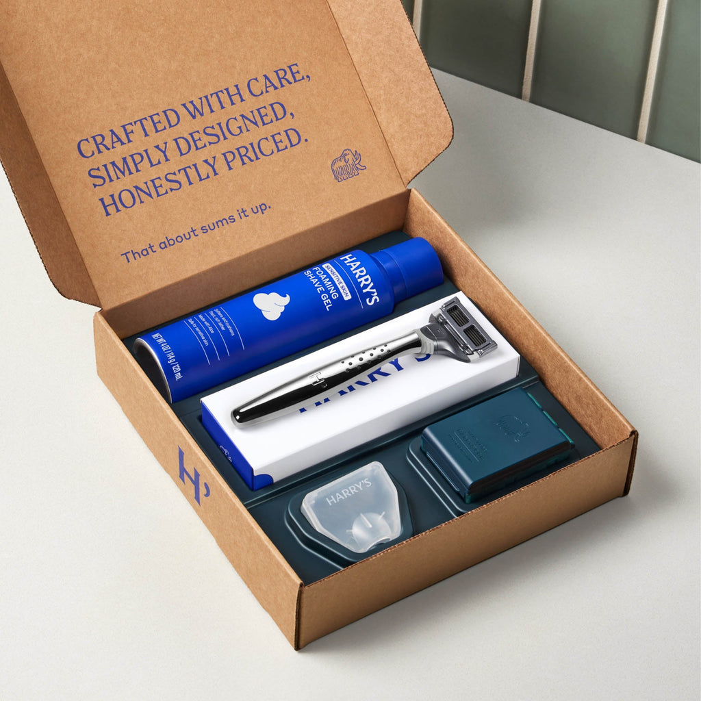Harry's Original Chrome Shave Set / Chrome - Obsidian / Shave Cream