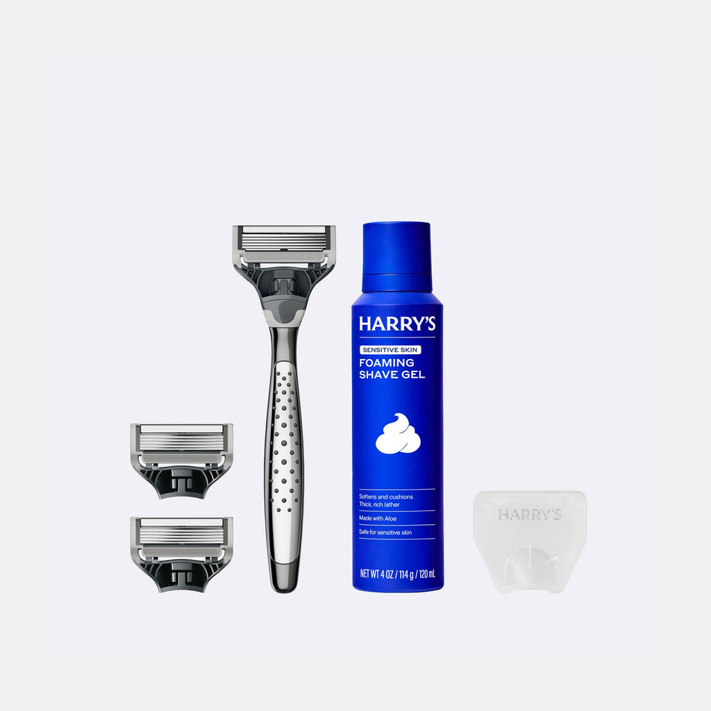 Harry's Original Chrome Shave Set / Chrome - Obsidian / Shave Cream