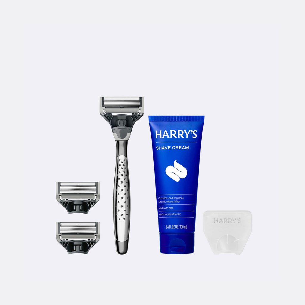 Harry's Original Chrome Shave Set / Chrome - Obsidian / Shave Cream